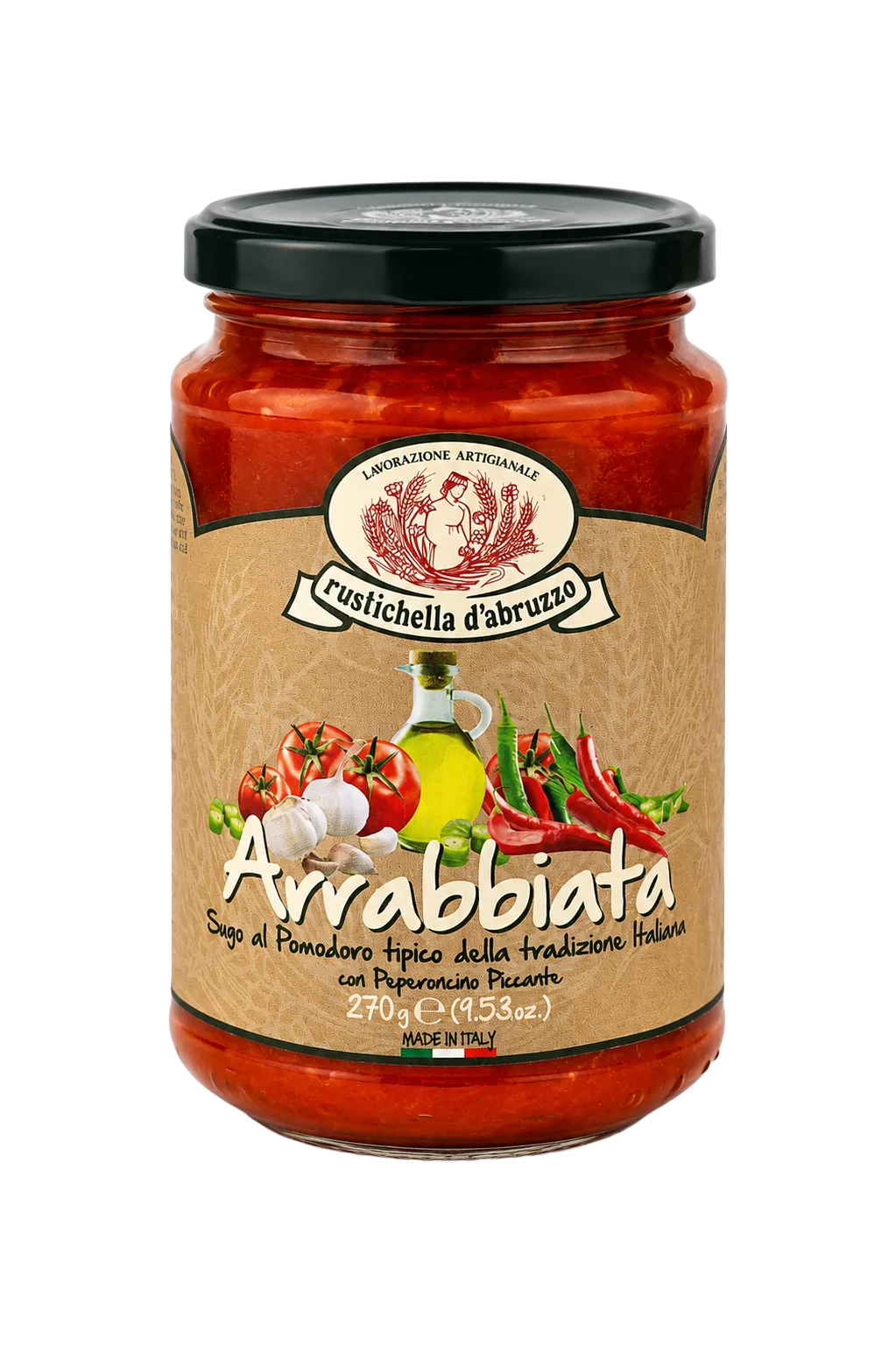 Rustichella d'Abruzzo Sugo all'Arrabbiata, pikante Tomatensauce im Glas